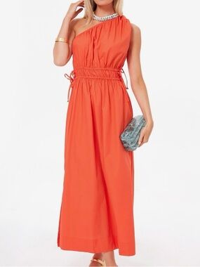 Faithfull the Brand La Ora Dress 4 Morange One Shoulder Midi Resort Vacation